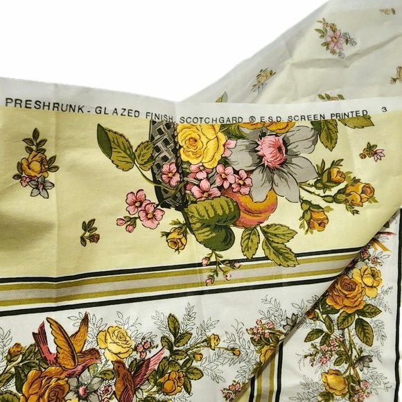 Vintage 5th Avenue Designs Upholstery Fabric 1.5 Yards Floral Birds Screen Print - Picture 7 of 8